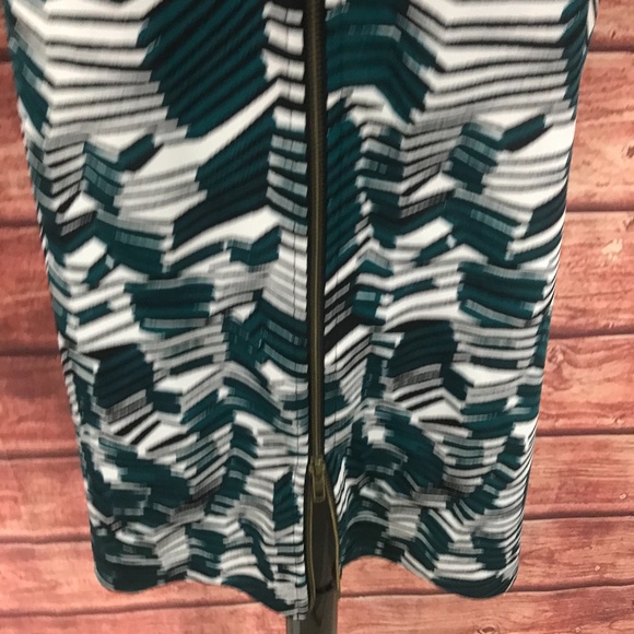 NWT Worthington Skirt size 8 Teal Black Jungle Striped Pencil Zip Front Pockets - Picture 5 of 7